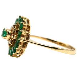 Bague Marguerite en or jaune, émeraudes et diamants - Castafiore