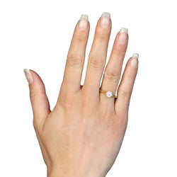 Ring modern yellow gold flower diamonds