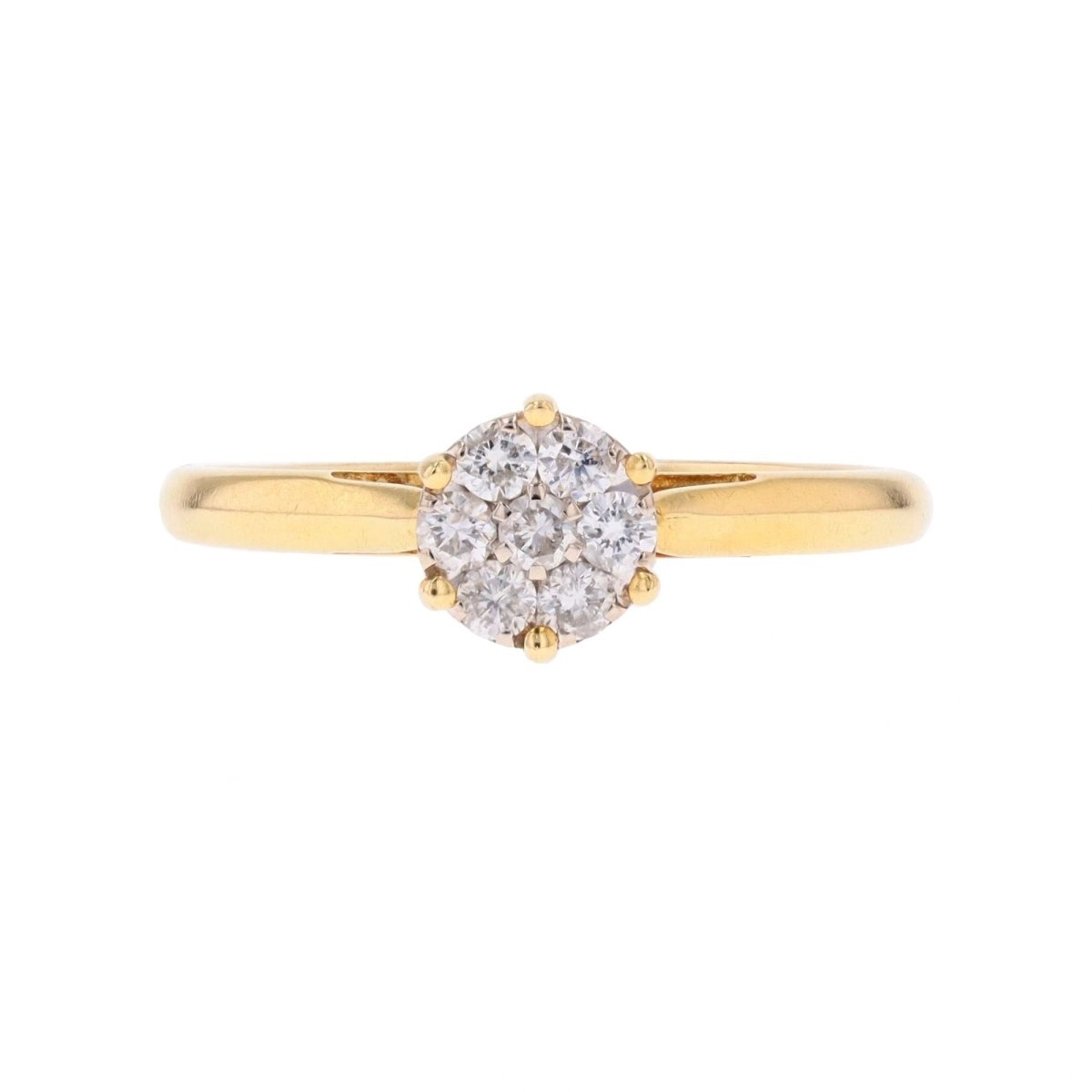 Ring modern yellow gold flower diamonds