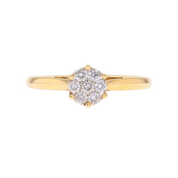 Ring modern yellow gold flower diamonds