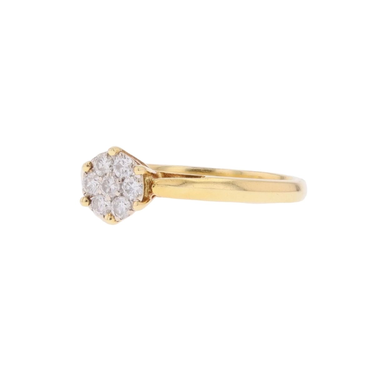 Ring modern yellow gold flower diamonds