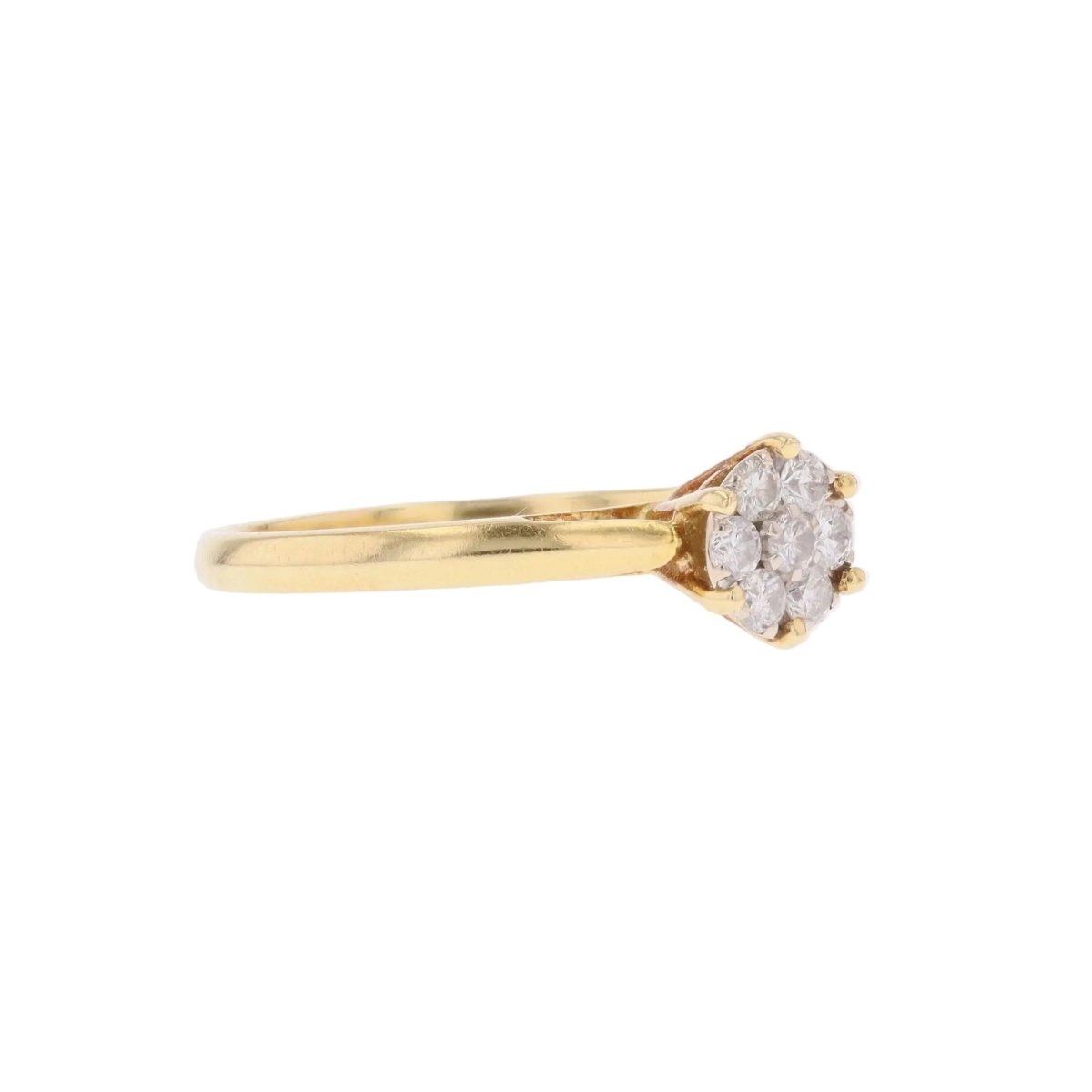 Ring modern yellow gold flower diamonds