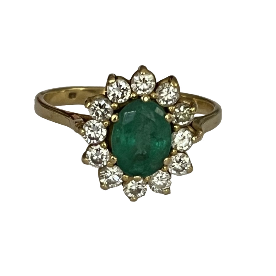 Bague Marguerite en or jaune et émeraude - Castafiore