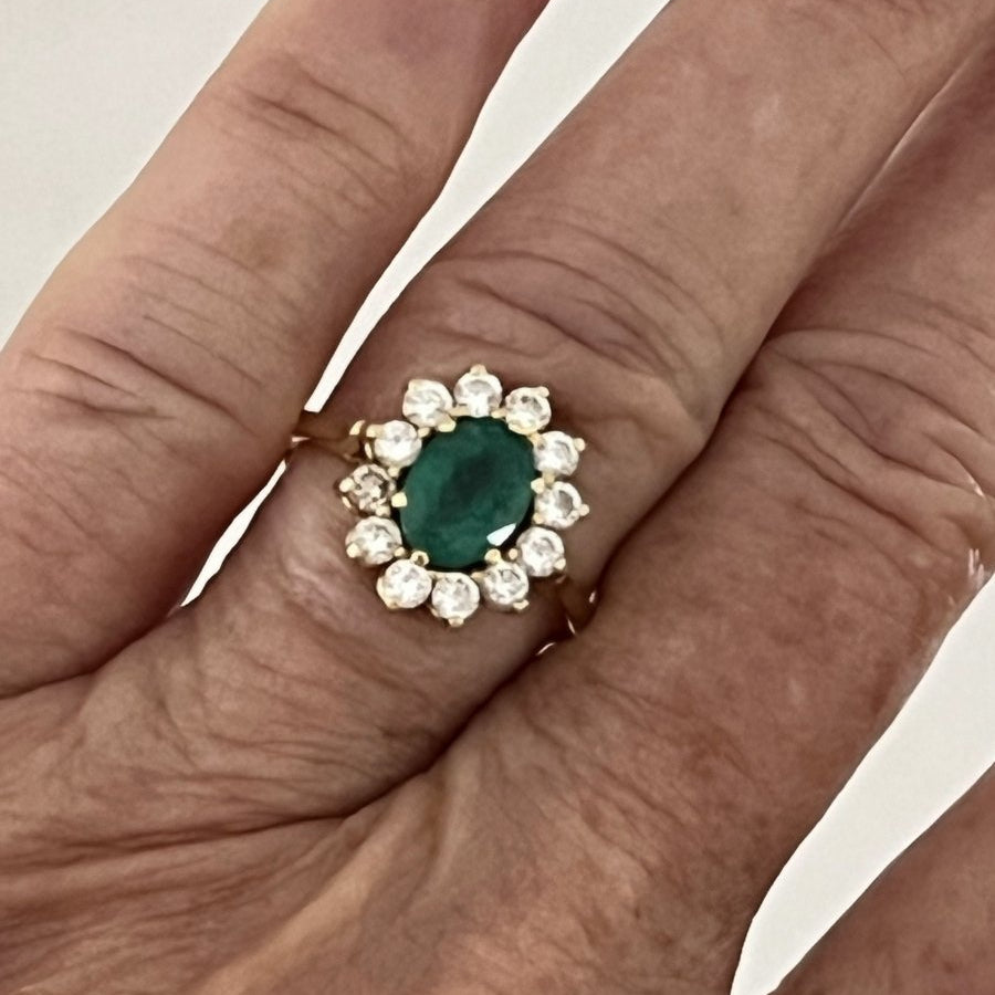 Bague Marguerite en or jaune et émeraude - Castafiore