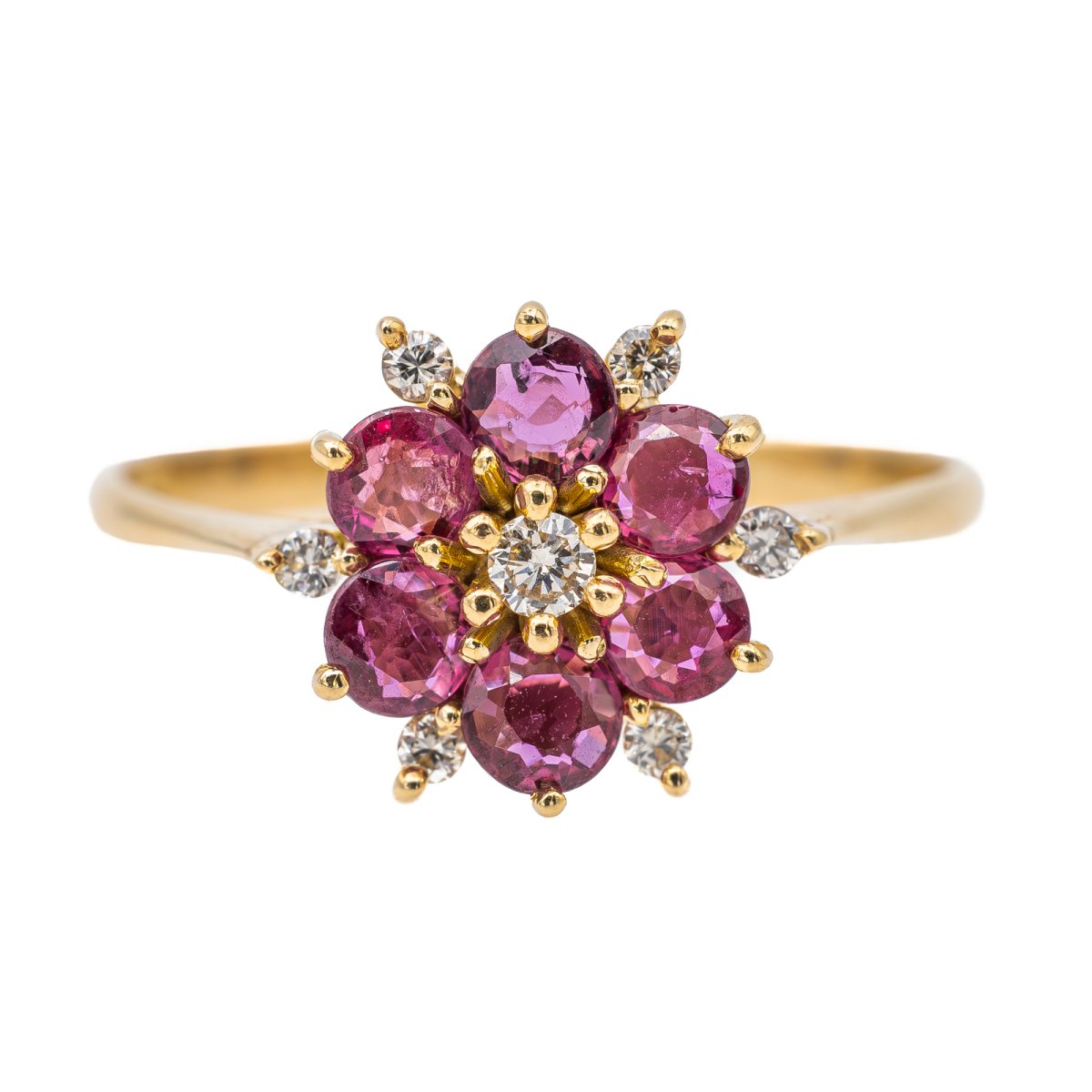 Bague Marguerite en or jaune et rubis - Castafiore