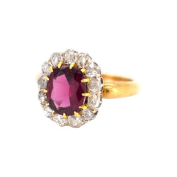 Bague Marguerite en or jaune, grenat et diamants - Castafiore