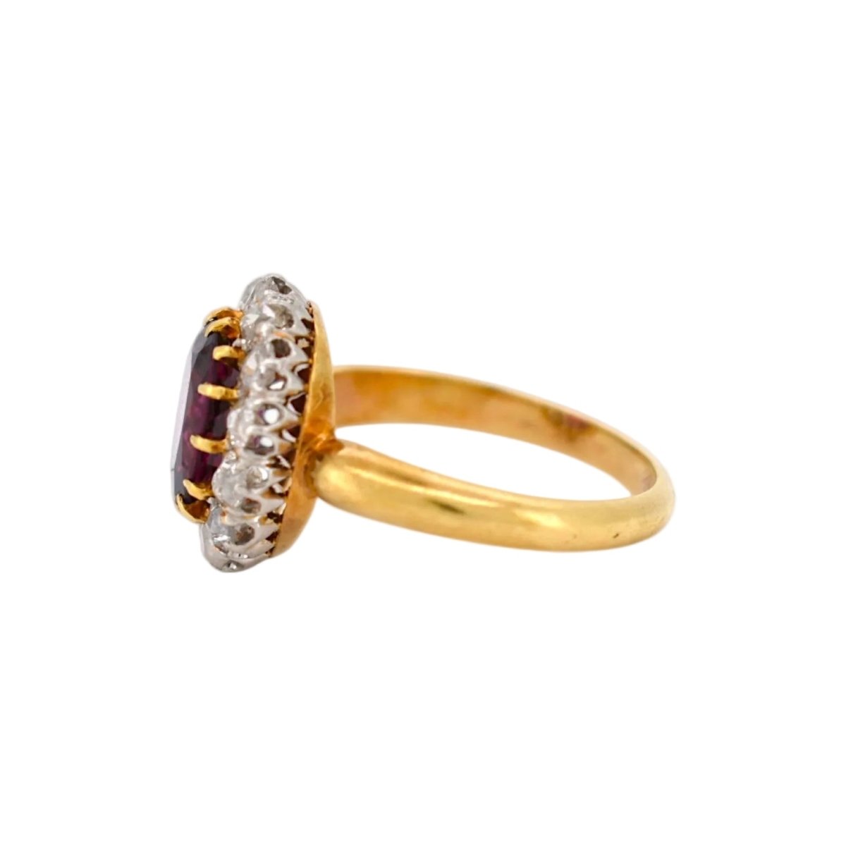 Bague Marguerite en or jaune, grenat et diamants - Castafiore