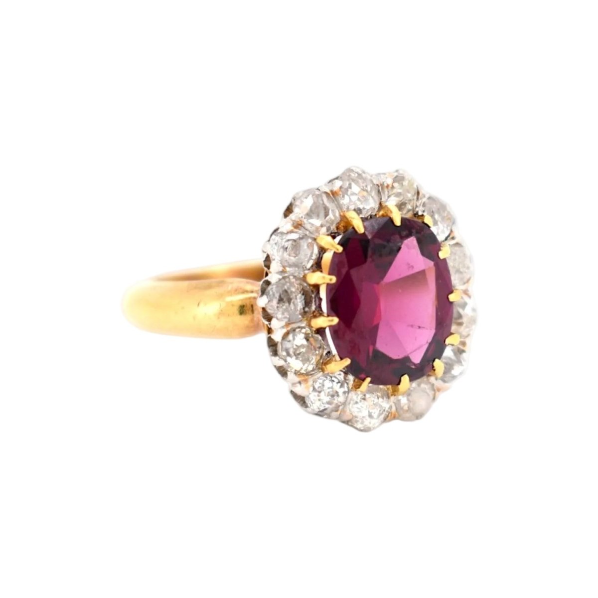 Bague Marguerite en or jaune, grenat et diamants - Castafiore