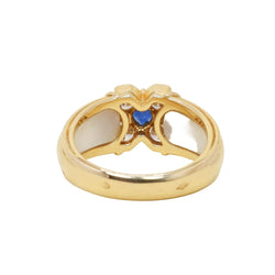 Bague Marguerite en or jaune, nacre, saphir et diamants - Castafiore