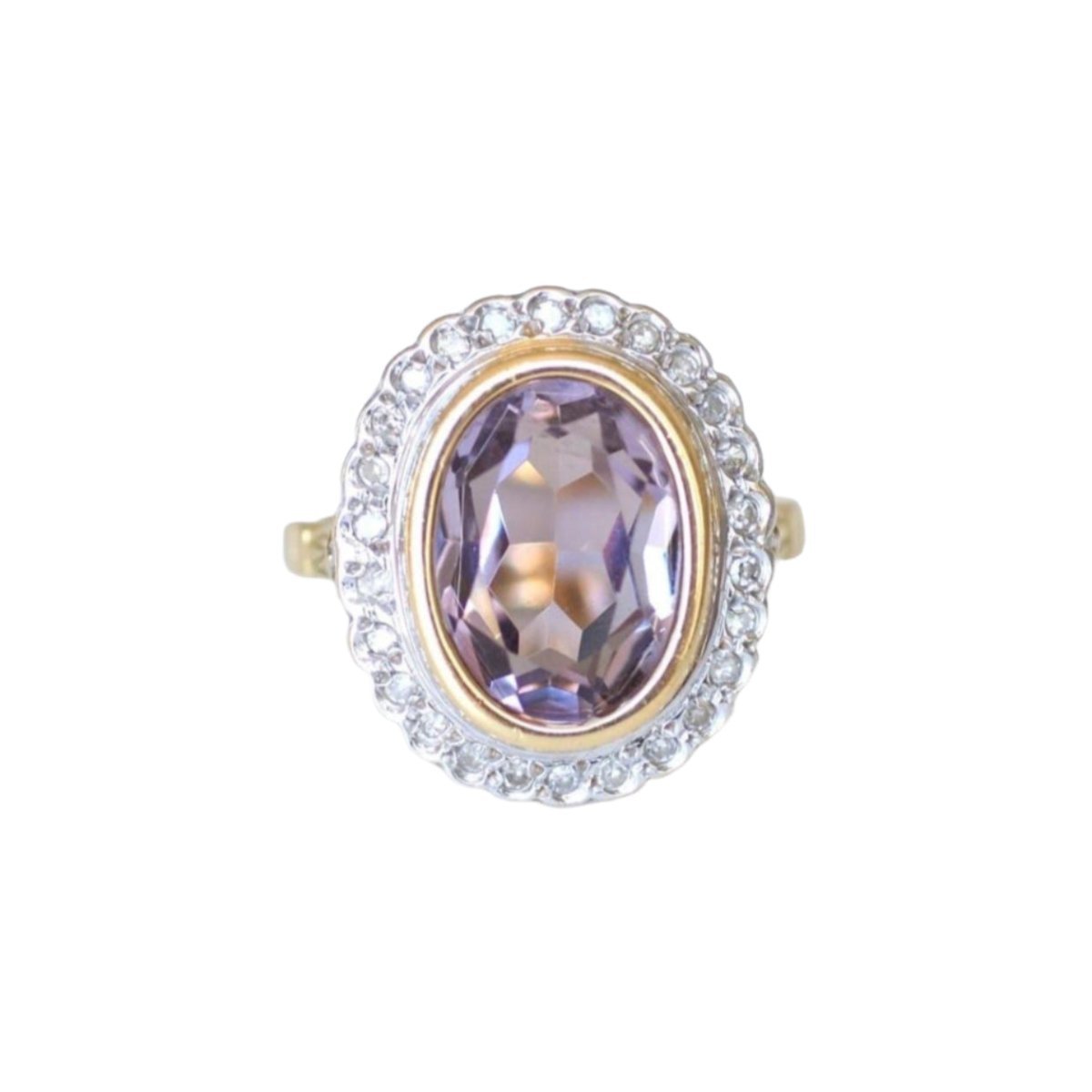 Bague Marguerite en or jaune, or blanc, améthyste et diamants - Castafiore