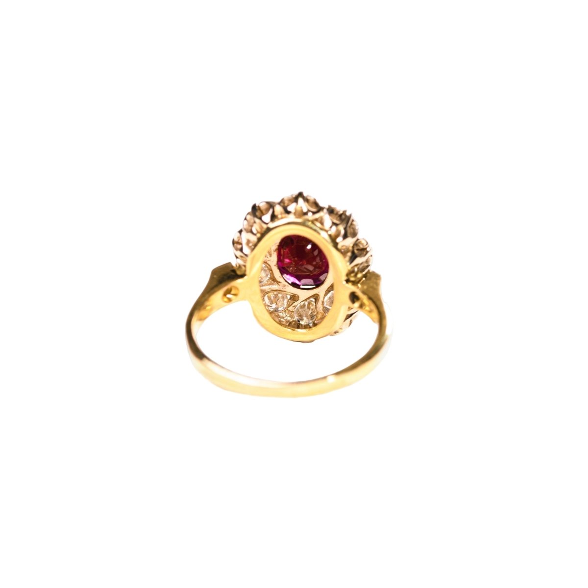 Bague Marguerite en or jaune, or blanc, rubis et diamants - Castafiore