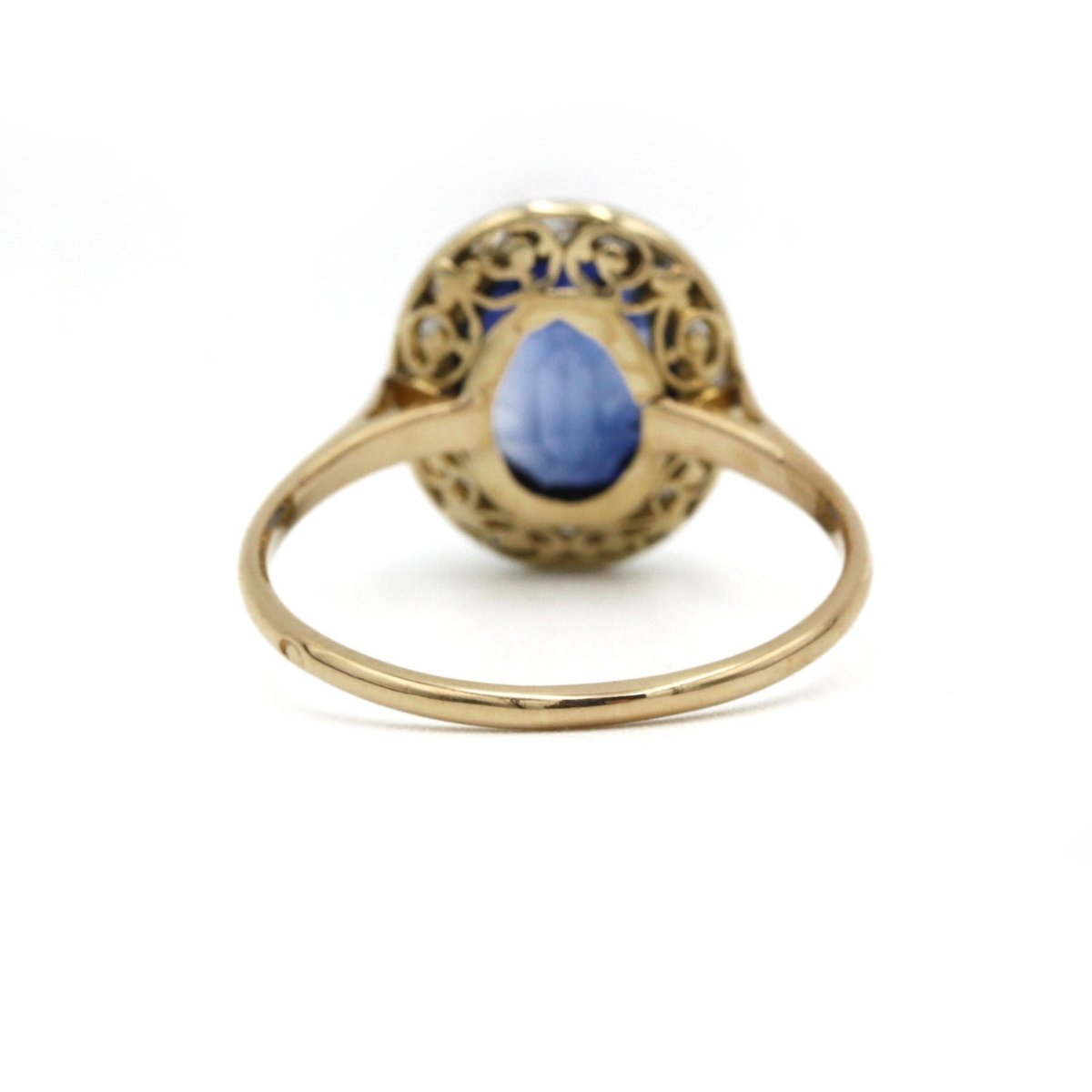 Bague Marguerite en or jaune, or blanc, saphir et diamants - Castafiore