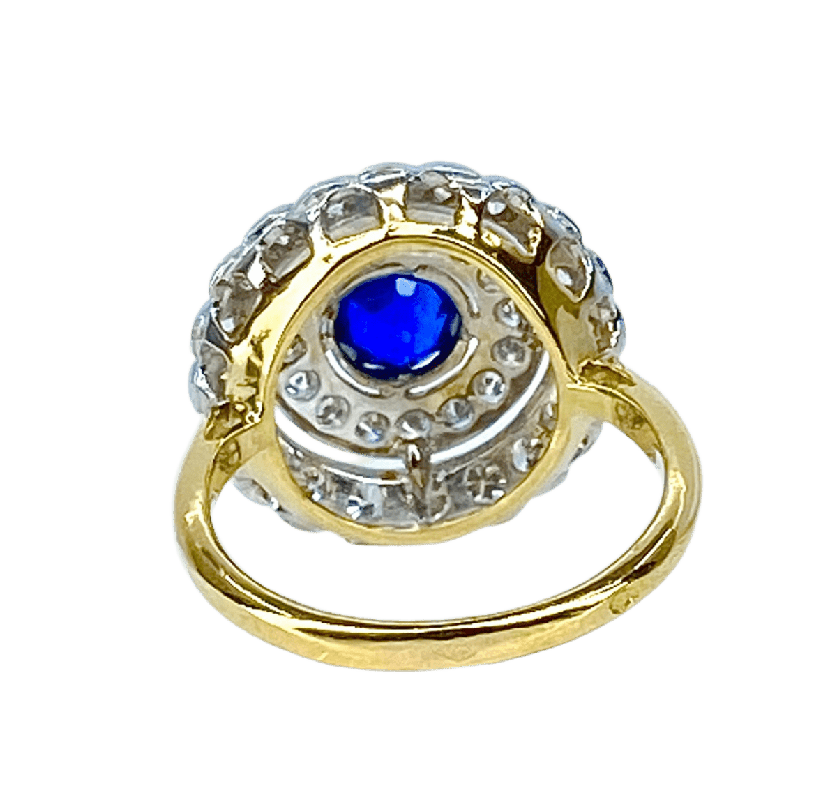 Bague Marguerite en or jaune, or blanc, saphir et diamants - Castafiore