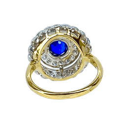 Bague Marguerite en or jaune, or blanc, saphir et diamants - Castafiore