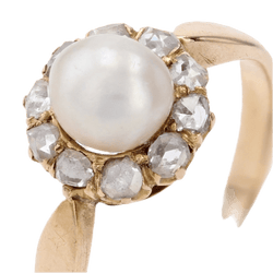 Bague Marguerite en or jaune, perle et diamants - Castafiore