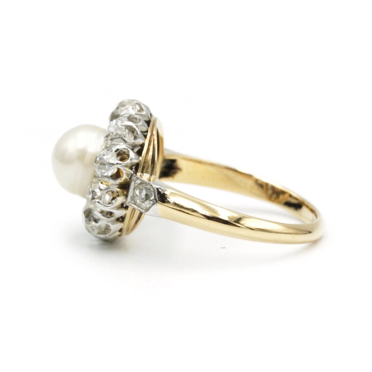 Bague Marguerite en or jaune, platine, perle et diamants - Castafiore