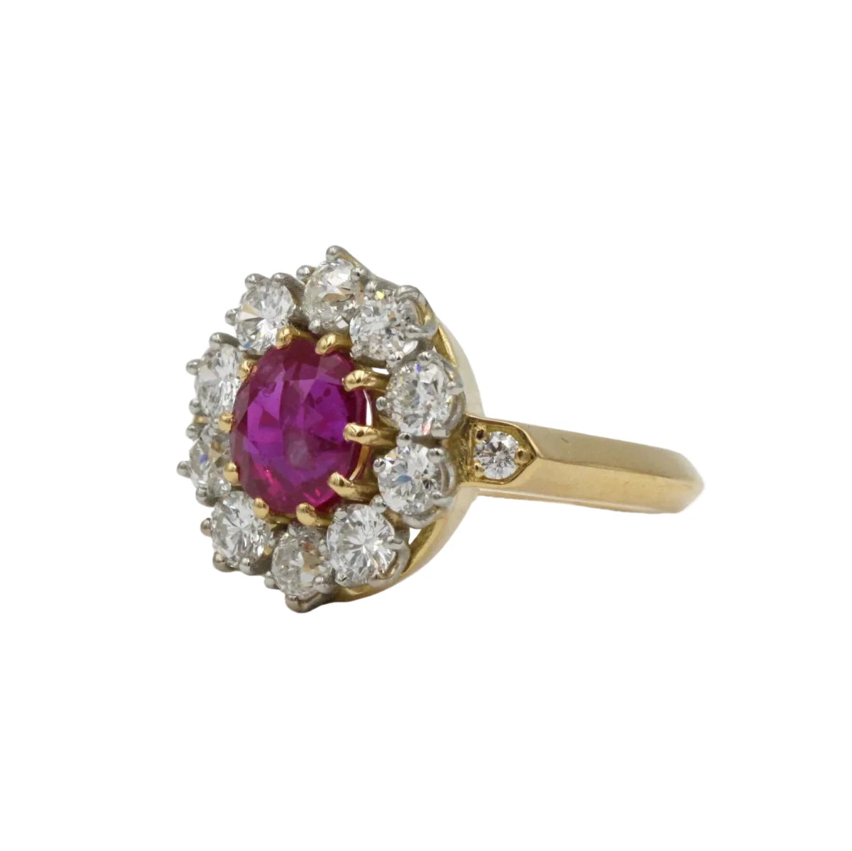 Bague Marguerite en or jaune, platine, rubis et diamants - Castafiore