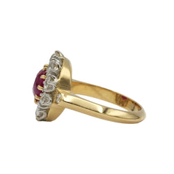 Bague Marguerite en or jaune, platine, rubis et diamants - Castafiore