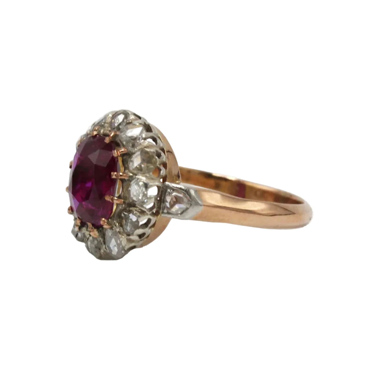 Bague Marguerite en or jaune, platine, rubis et diamants - Castafiore