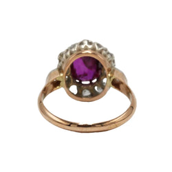 Bague Marguerite en or jaune, platine, rubis et diamants - Castafiore