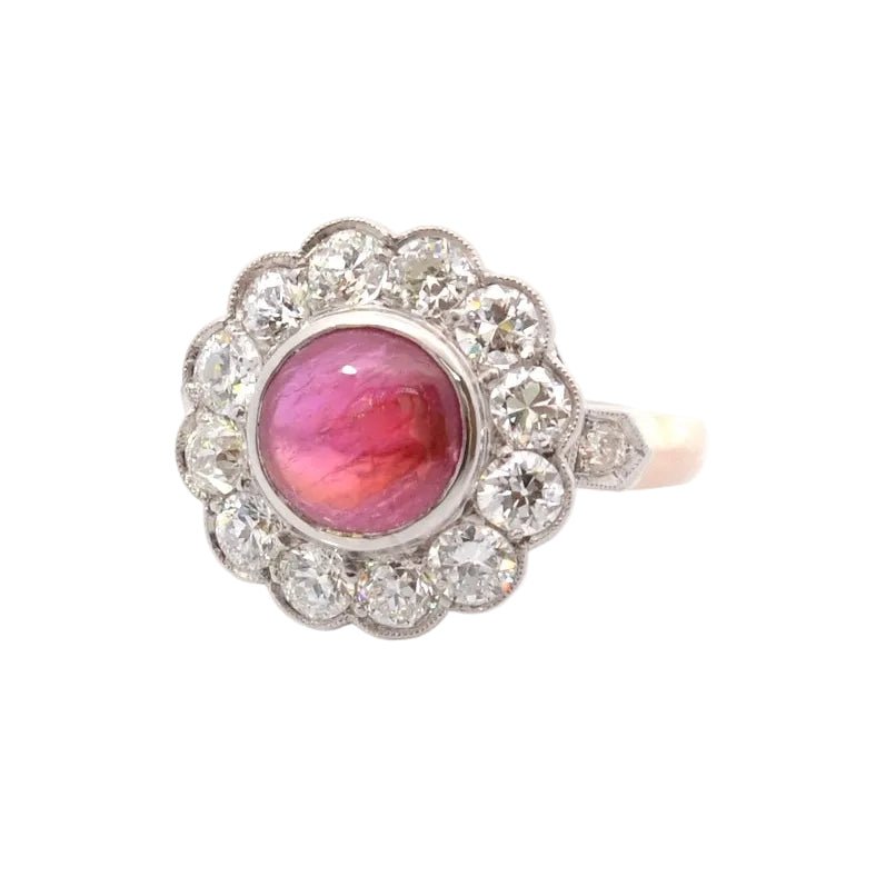Bague Marguerite en or jaune, platine, rubis et diamants - Castafiore