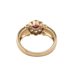 Bague Marguerite en or jaune, rubis, émail et diamants - Castafiore