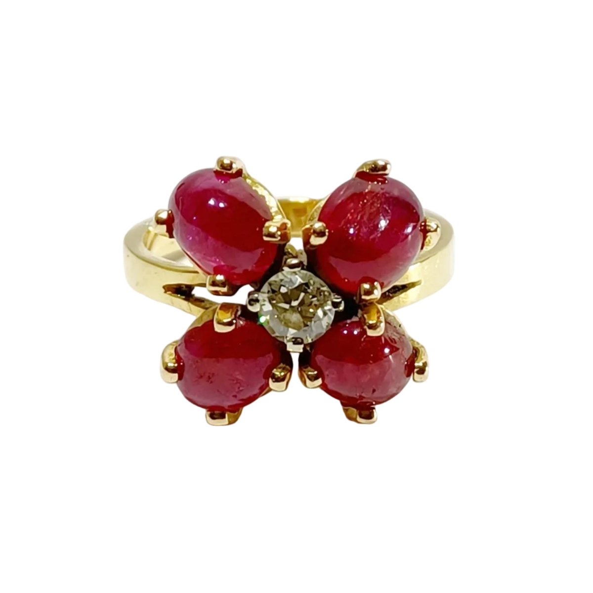 Bague Marguerite en or jaune, rubis et diamant - Castafiore