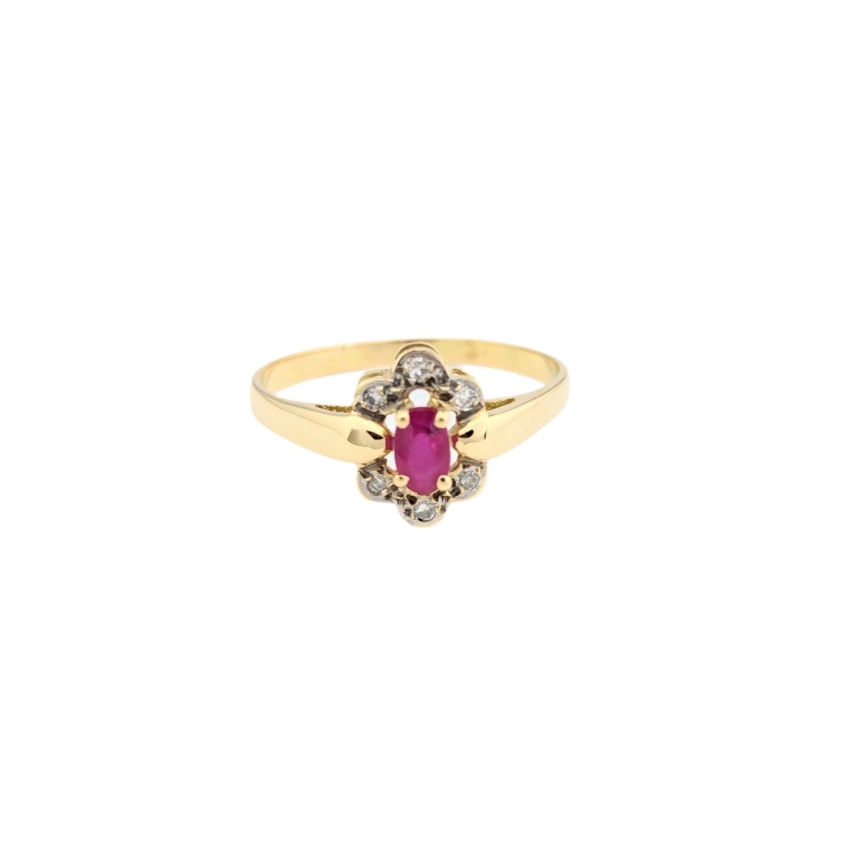 Bague Marguerite en or jaune, rubis et diamants - Castafiore