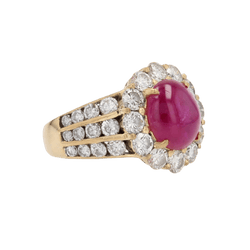 Bague Marguerite en or jaune, rubis et diamants - Castafiore