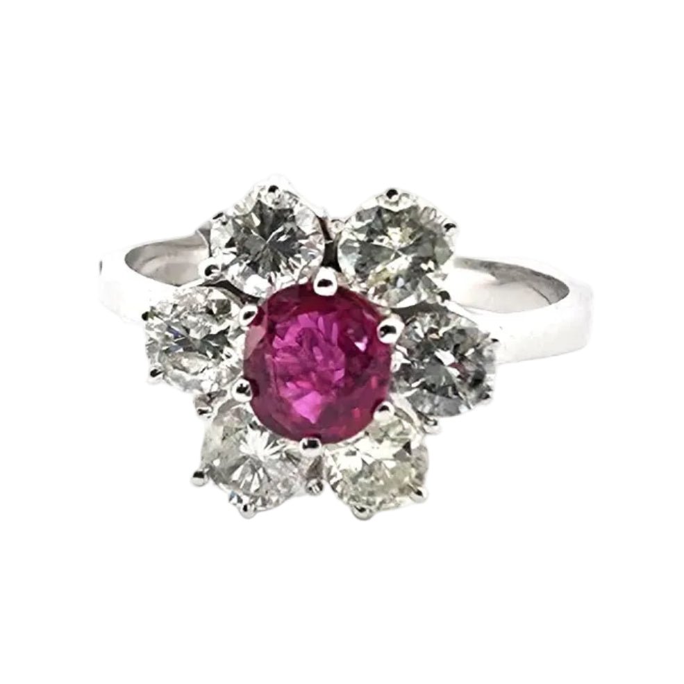 Bague Marguerite en or jaune, rubis et diamants - Castafiore