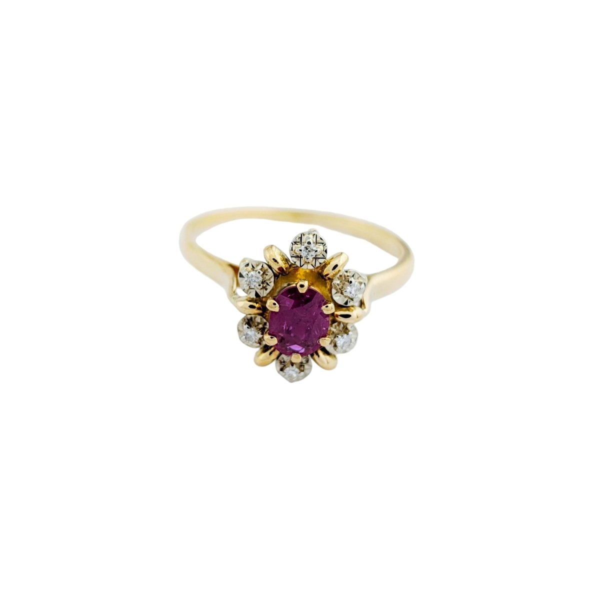 Bague Marguerite en or jaune, rubis et diamants - Castafiore