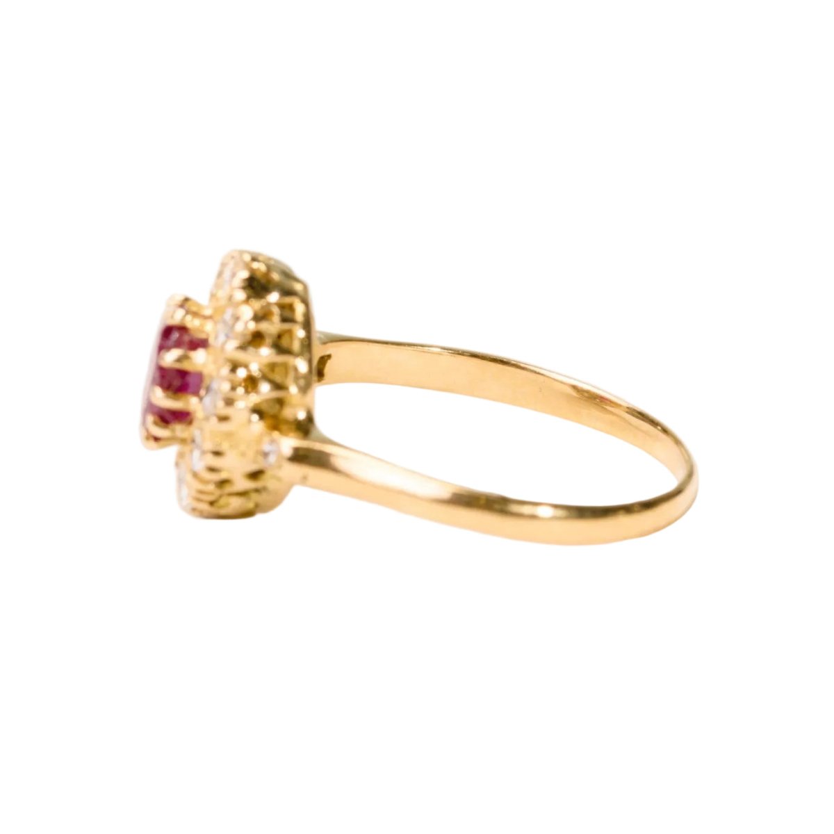 Bague Marguerite en or jaune, rubis et diamants - Castafiore