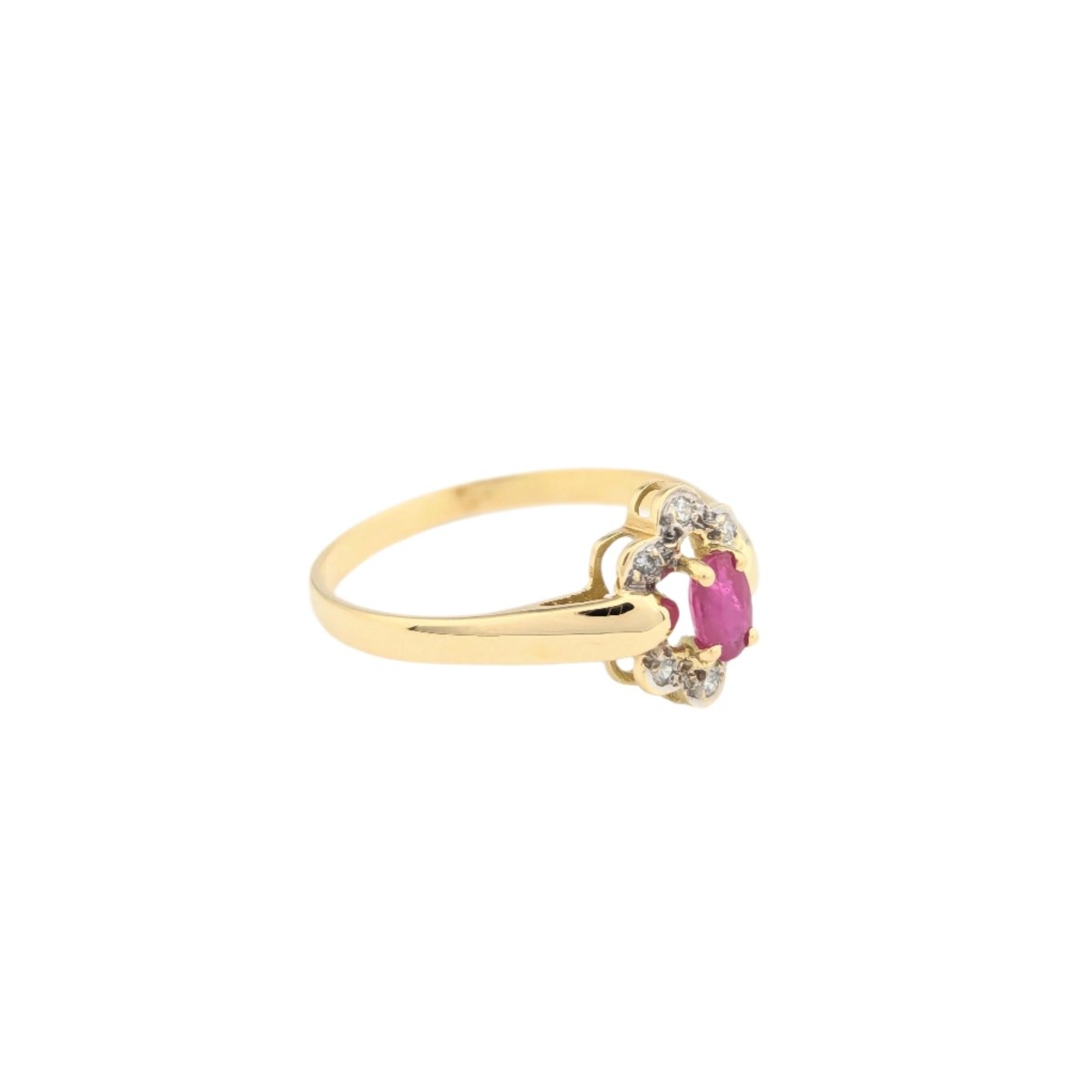 Bague Marguerite en or jaune, rubis et diamants - Castafiore