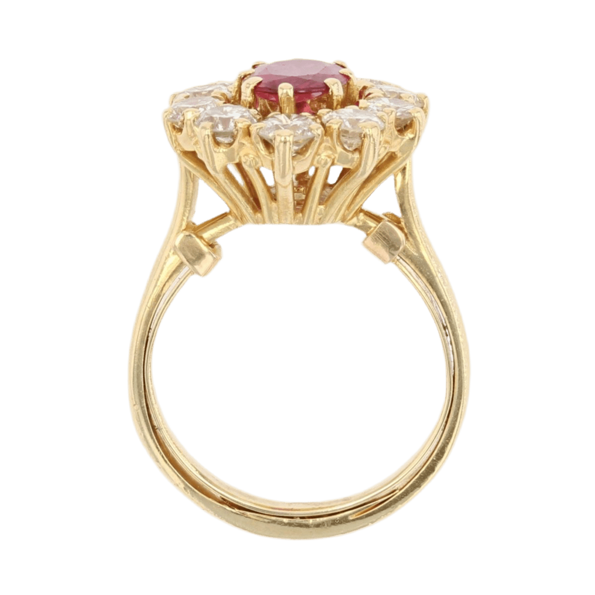 Bague Marguerite en or jaune, rubis et diamants - Castafiore