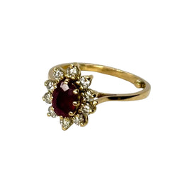 Bague marguerite en or jaune rubis et diamants - Castafiore