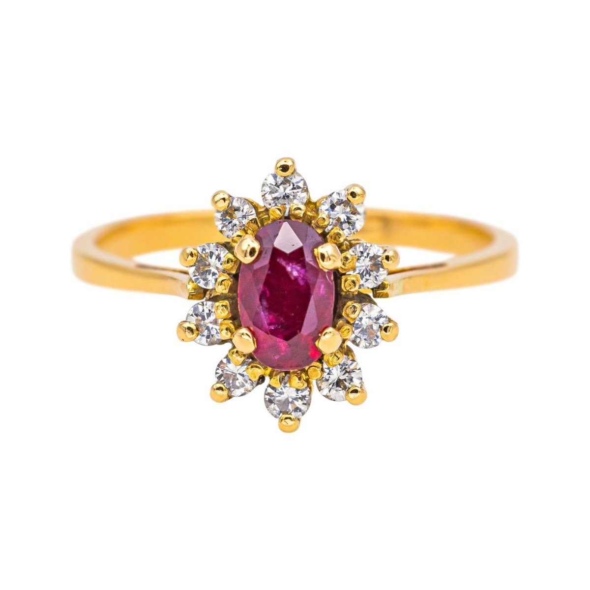 Bague Marguerite en or jaune, rubis et diamants - Castafiore