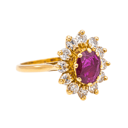 Bague Marguerite en or jaune, rubis et diamants - Castafiore