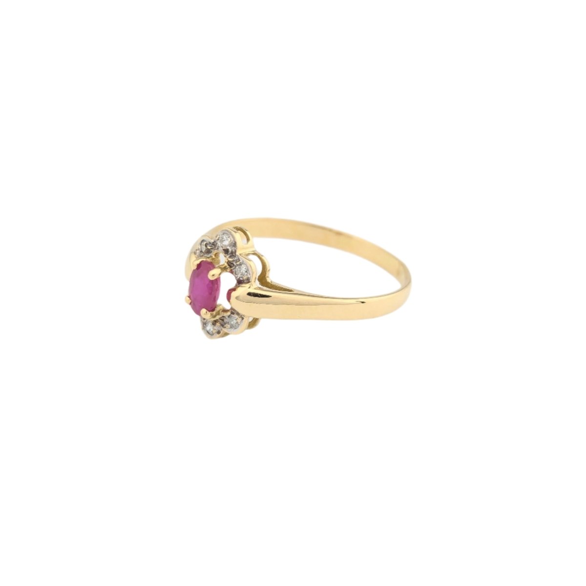 Bague Marguerite en or jaune, rubis et diamants - Castafiore