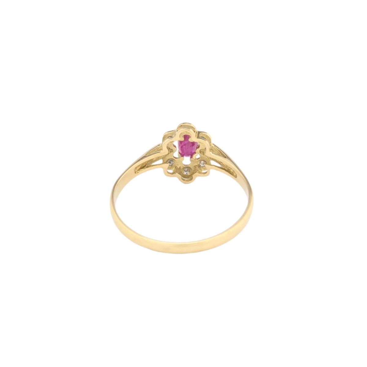 Bague Marguerite en or jaune, rubis et diamants - Castafiore