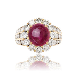 Bague Marguerite en or jaune, rubis et diamants - Castafiore