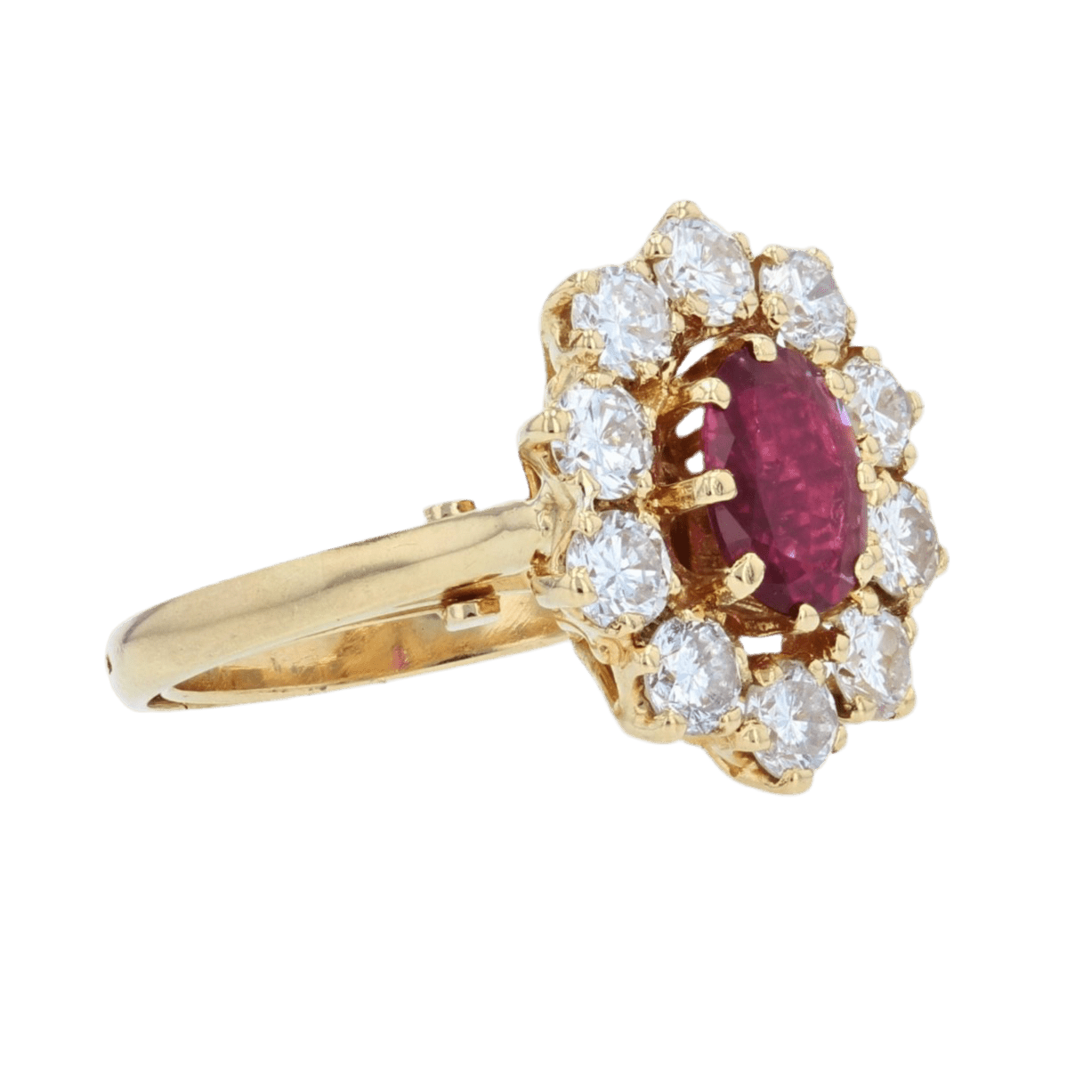 Bague Marguerite en or jaune, rubis et diamants - Castafiore