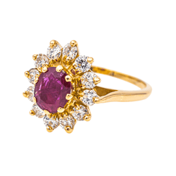 Bague Marguerite en or jaune, rubis et diamants - Castafiore