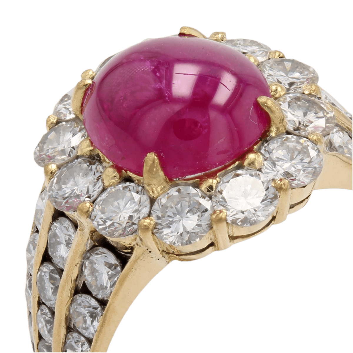 Bague Marguerite en or jaune, rubis et diamants - Castafiore