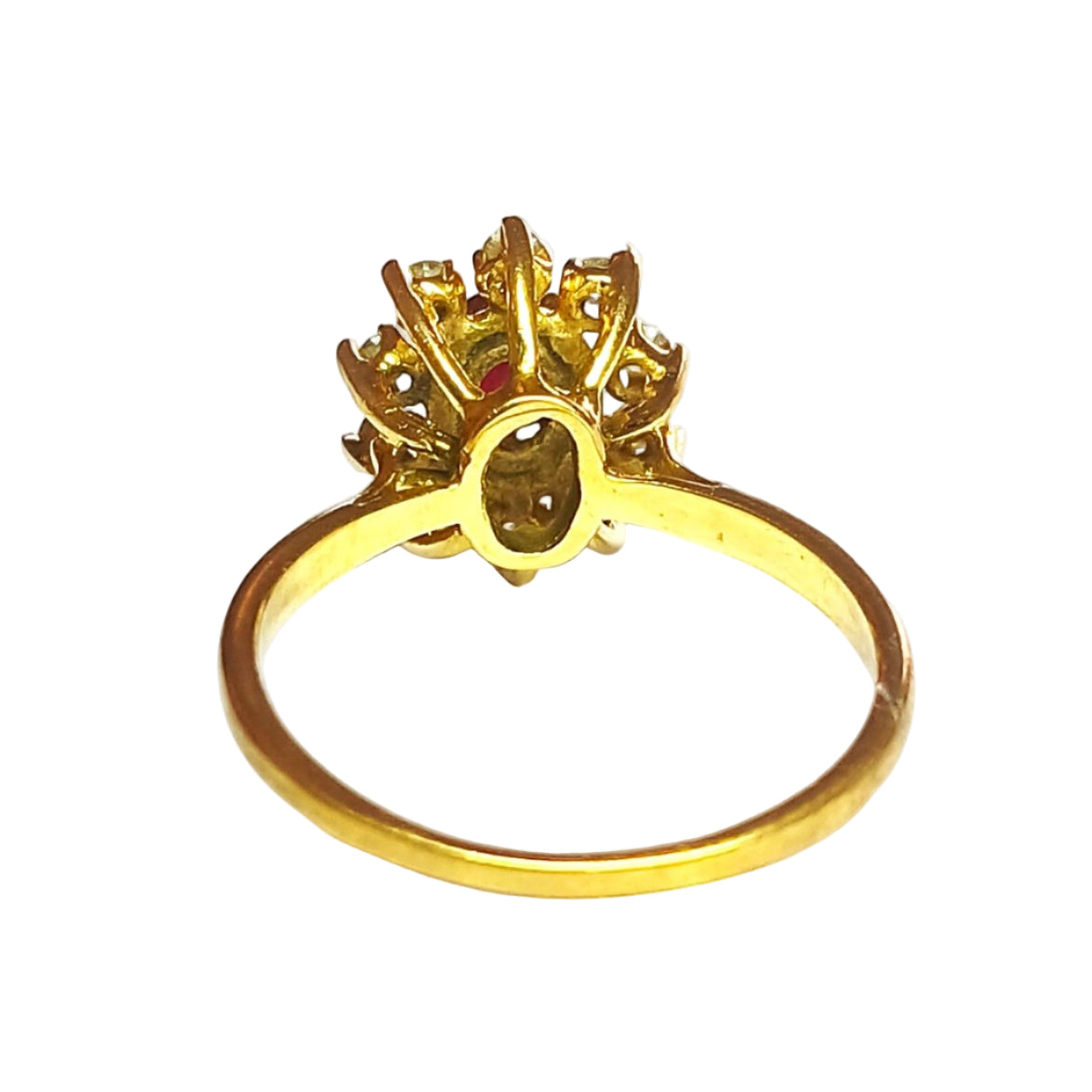 Bague marguerite en or jaune rubis et diamants - Castafiore