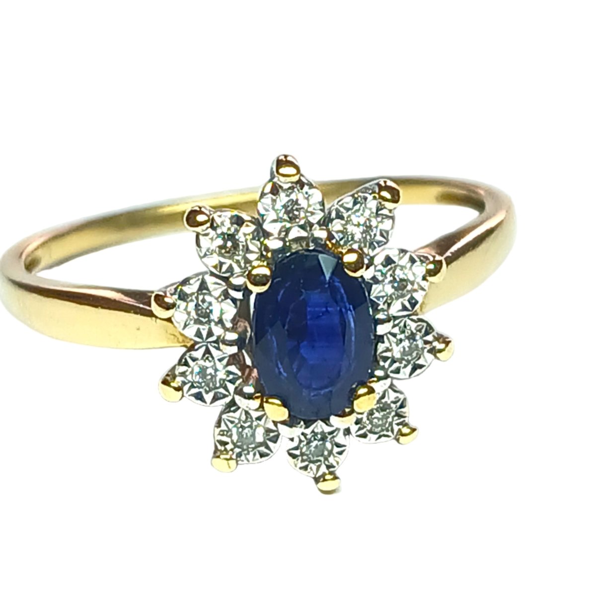 Bague Marguerite en or jaune, saphir, et diamants - Castafiore