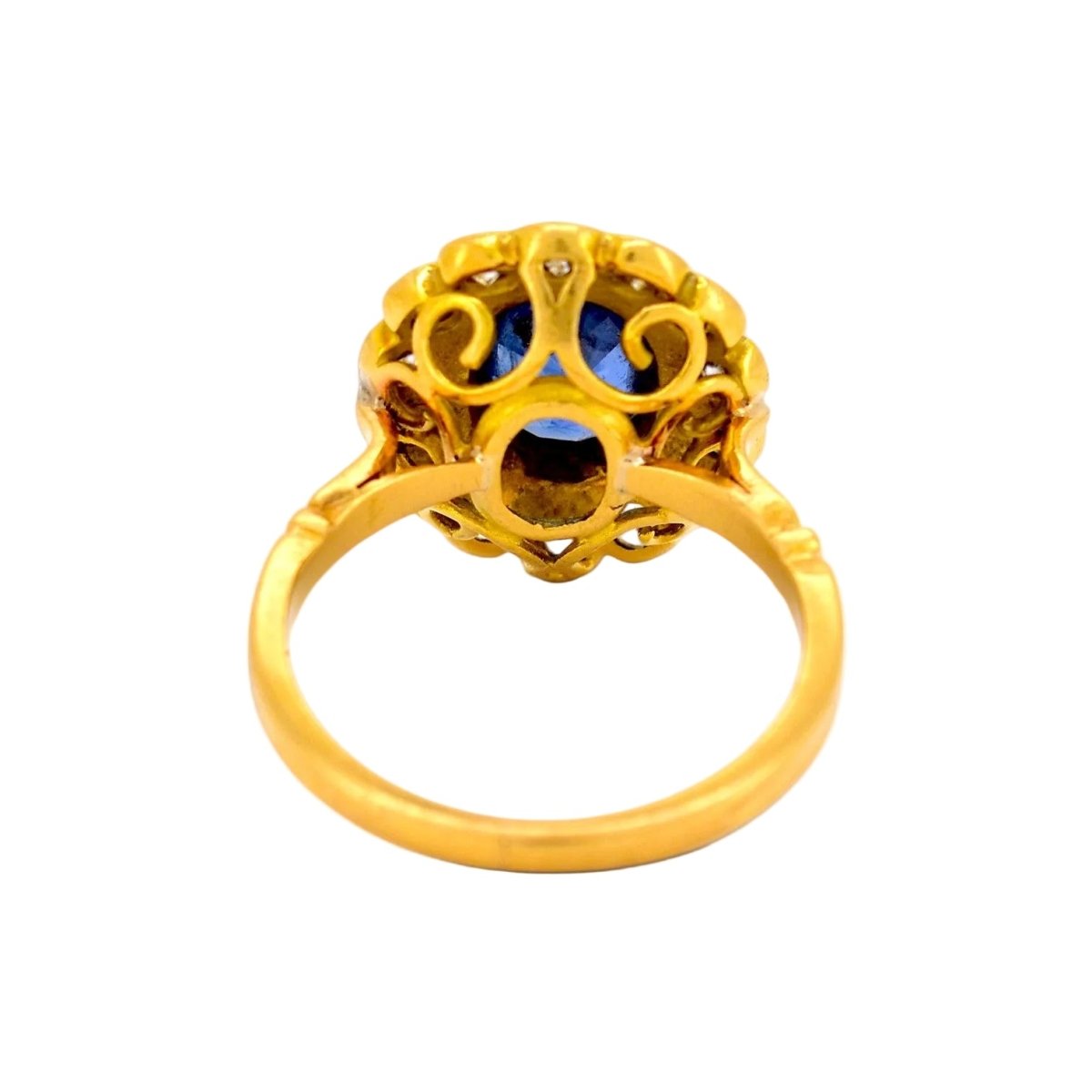 Bague Marguerite en or jaune, saphir et diamants - Castafiore