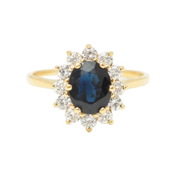 Bague Marguerite en or jaune, saphir et diamants - Castafiore