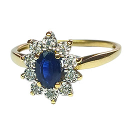 Bague Marguerite en or jaune, saphir, et diamants - Castafiore