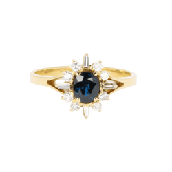 Bague Marguerite en or jaune, saphir et diamants - Castafiore