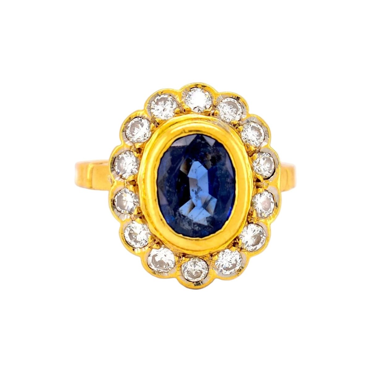 Bague Marguerite en or jaune, saphir et diamants - Castafiore